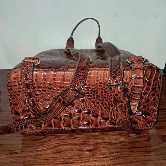 Brahmin Brown Crocodile-Embossed Backpack - Picture 4 of 10